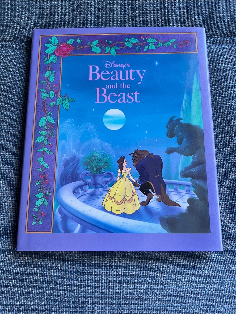 Disney Beauty and the Beast Hardcover - Purple & Blue Cover with Yellow Dress
